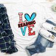 I Heart Books Love Reading Red And Stripe Animated Cat For Men Women Girls Kids Youth Long Sleeve Tee