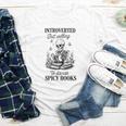 Introvert Read Spicy Books Lover Bookworm Skeleton Reading Youth Long Sleeve Tee