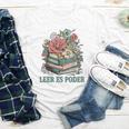 Leer ES Poder Cute Floral Spanish Teacher Book Reading Youth Long Sleeve Tee