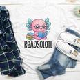 Readsolotl Cute Axolotl Reading Book Kawaii Pink Aesthetic Youth Long Sleeve Tee
