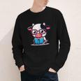 Adorable Book Lover Cow With Reading Glasses Cute Youth Long Sleeve Tee Adorable Book Lover Cow With Reading Glasses Cute Youth Long Sleeve Tee