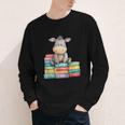 Adorable Donkey With Heart Sitting On Colorful Book Stack Youth Long Sleeve Tee