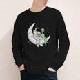 Astronaut Reading Book To Alien Moon Space Book Lover Men Youth Long Sleeve Tee