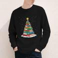 Book Christmas Tree Xmas Lights Book Lover Teacher Librarian Youth Long Sleeve Tee