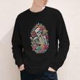 Book Lover Skeleton Reading With Dia De Los Muertos Flowers Youth Long Sleeve Tee
