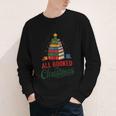 All Booked For Christmas Librarian Reader Xmas Pajama Youth Long Sleeve Tee