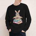 Books Bookworm Reader Book Cute Reading Bunny With Glasses Youth Long Sleeve Tee