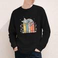 Books Lover Cute Sleepy Cat Relax Reading Vibe Youth Long Sleeve Tee