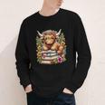 Bookworm Cute Highland Cow Reading Book Youth Long Sleeve Tee