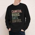 Camera Books Cats And Coffee Lover Photography Men Women Youth Long Sleeve Tee Camera Books Cats And Coffee Lover Photography Men Women Youth Long Sleeve Tee
