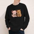 Capybara Axolotl Kawaii Kids Anime Book Lover Reading Youth Long Sleeve Tee Capybara Axolotl Kawaii Kids Anime Book Lover Reading Youth Long Sleeve Tee