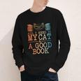 Cat & Book Art For Men Women Cat Librarian Novel Book Lover Youth Long Sleeve Tee Cat & Book Art For Men Women Cat Librarian Novel Book Lover Youth Long Sleeve Tee