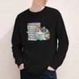 Cat On Books Pets Cats Reading Book Nerd Read Reader Bookcat Youth Long Sleeve Tee