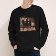 Cats Antique Books Academia Library Aesthetic Bookworm Youth Long Sleeve Tee