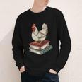Chicken Books Back To School First Day Of School Boys Girls Youth Long Sleeve Tee