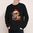 Chicken Reading a Book Farm Animal Chick Youth Long Sleeve Tee Chicken Reading a Book Farm Animal Chick Youth Long Sleeve Tee