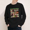 Christmas Cat Santa Bookshelves Book Lover Reader Youth Long Sleeve Tee