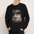 Coffee Cats And Books Cozy Calico Reader Love Cute Cat Youth Long Sleeve Tee