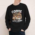 Coffee Cats And Books Cats And Reading Lovers Youth Long Sleeve Tee