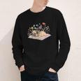 Color Floral Cute Pug Dog On Book Reading Bookworm Reader Youth Long Sleeve Tee