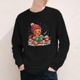 Cozy Gingerbread Christmas Reading Book Xmas Snowflakes Fall Youth Long Sleeve Tee