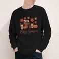 Cozy Season Autumn Leaves Books Pumpkins Fall Halloween Youth Long Sleeve Tee