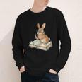 Cute Bunny Reading Book Glasses Bookworm Youth Long Sleeve Tee