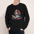 Cute Dog Basset Hound Reading Book Youth Long Sleeve Tee