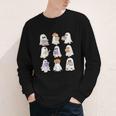 Cute Ghost Reading Books Teacher Halloween Reading Men Women Kids Youth Long Sleeve Tee