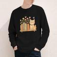 Cute Kawaii Cat Books Flowers Youth Long Sleeve Tee