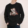 Cute Kitten Bookworm Adorable Cat With Glasses Reading Book Youth Long Sleeve Tee