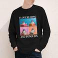 Cute Penguin Reading Book School Librarian Teacher Student Youth Long Sleeve Tee