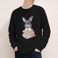 Cute Reading Bunny With Glasses Books Reader Book Bookworm Youth Long Sleeve Tee