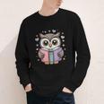 Cute Reading Owl Book Lover Teacher Librarian Bookworm Youth Long Sleeve Tee
