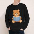 Cute Teddy Bear Reading Book Adorable For Readers Youth Long Sleeve Tee