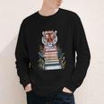 Cute Tiger With Book Floral Bookworm Librarian Book Lover Youth Long Sleeve Tee Cute Tiger With Book Floral Bookworm Librarian Book Lover Youth Long Sleeve Tee