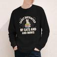 Easily Distracted By Cats & Books Tee Reader Book Worm Youth Long Sleeve Tee