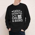 Easily Distracted By Cats And Books Reading Apparel Youth Long Sleeve Tee