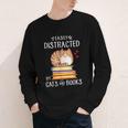 Easily Distracted By Cats And Books Reading Lover Bookish Youth Long Sleeve Tee