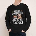 Easily Distracted By Goldens & Books Golden Retriever Dog Youth Long Sleeve Tee