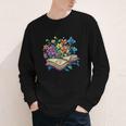Enchanted Open Book With Blooming Flowers Youth Long Sleeve Tee