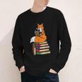 Fox Books Read Reading Librarian America Men Women Kids Youth Long Sleeve Tee