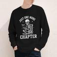 Just One More Chapter Skeleton Reader Reading Book Lover Youth Long Sleeve Tee
