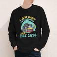 I Just Want To Read Books And Pet Cats Cat Book Lovers Youth Long Sleeve Tee
