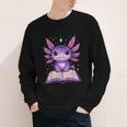 Kawaii Axolotl Cute Axolotls Reading Book Youth Long Sleeve Tee