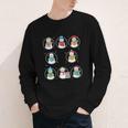 Literary Winter Reading Snowmen Cozy Book Lover Pattern Youth Long Sleeve Tee
