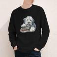Old English Sheepdog Books Reading Dog Breed Graphic Youth Long Sleeve Tee