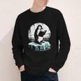 Penguin Reading A Book Vintage Graphic Bookworm Lover Youth Long Sleeve Tee