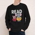 Pig Elephant Reading Cute Book Lover Bookworm Boys Girls Kid Youth Long Sleeve Tee