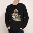Pug Dog Reading Book Coffee Read Books Be Kind Stay Weird Youth Long Sleeve Tee